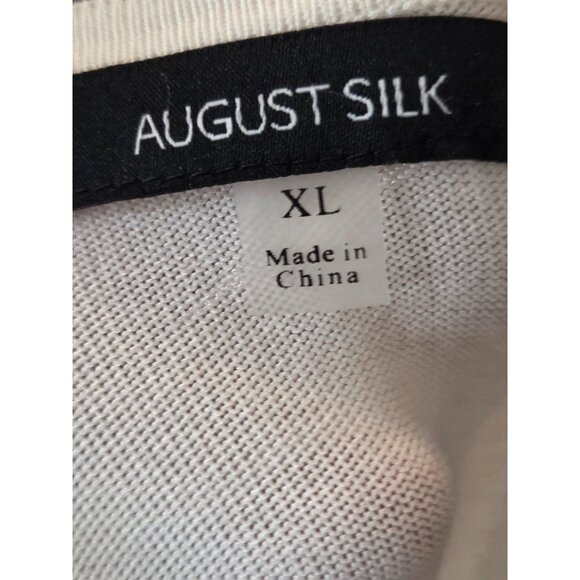 August Silk Women's Cardigan Sweater Button Up Round Neck Cream Size XL Classic - Picture 6 of 6